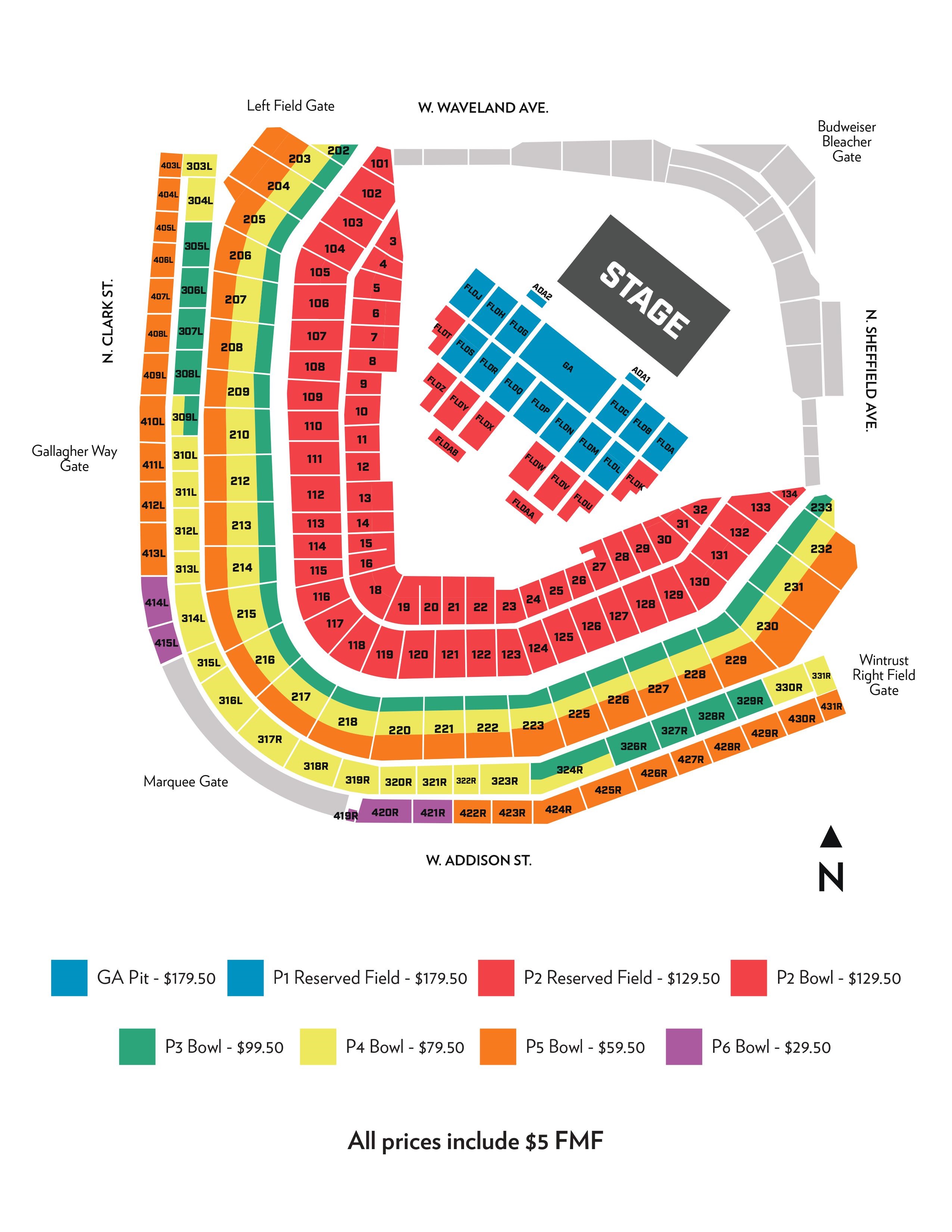 Wrigley Field Concert Seating Chart Green Day Two Birds Home